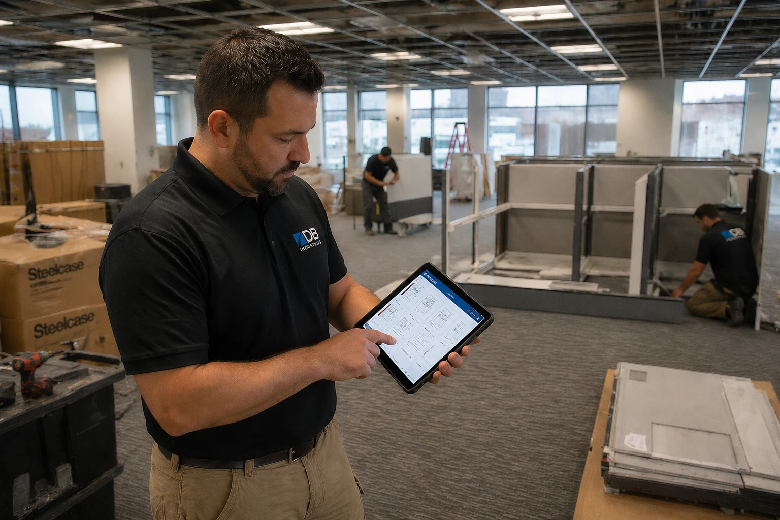 DB Industries installer using PlanGrid on site